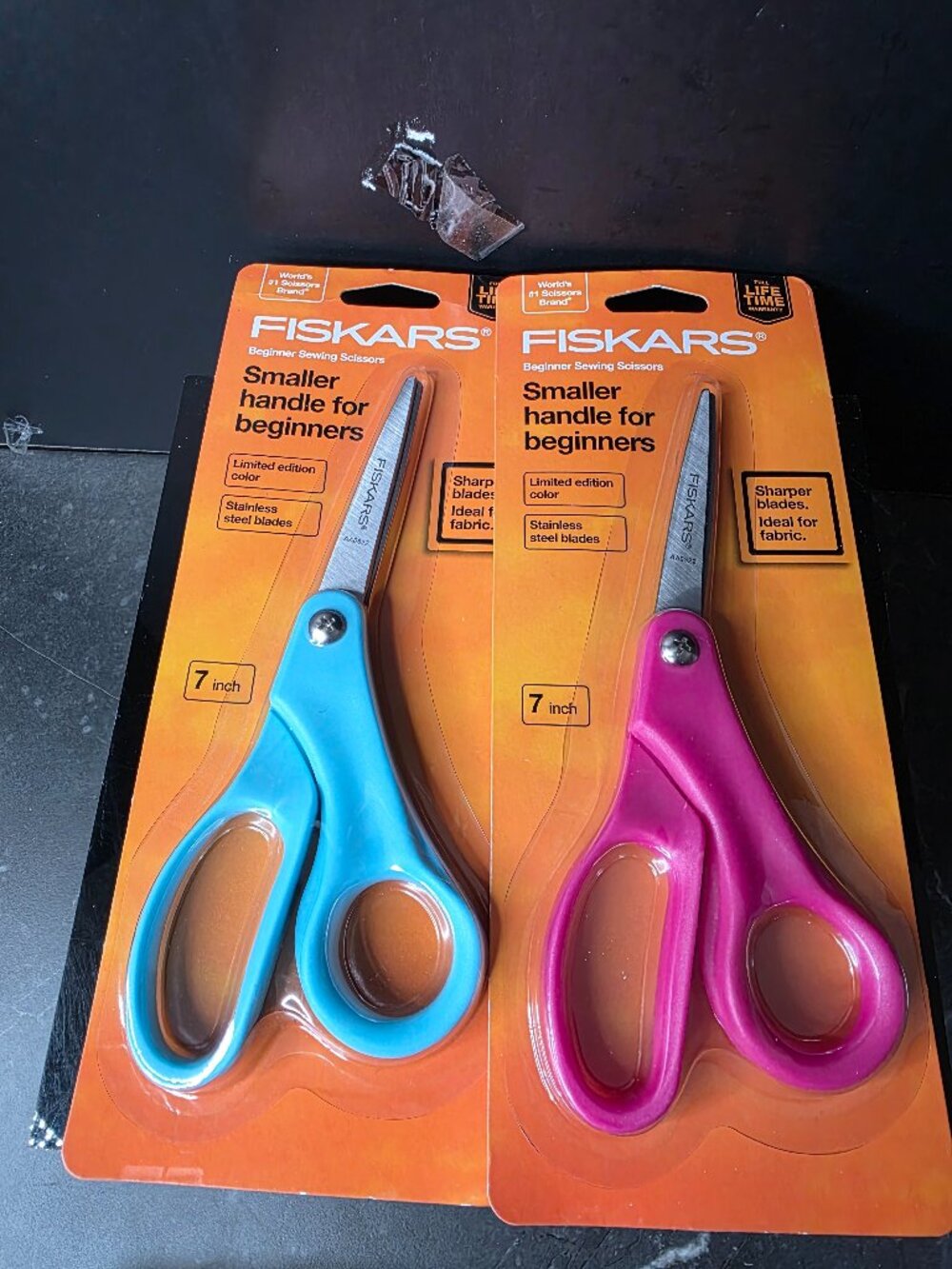 Fiskars Beginner Sewing Scissors 7 Inch Limited Edition Blue Pink Set of 2 New